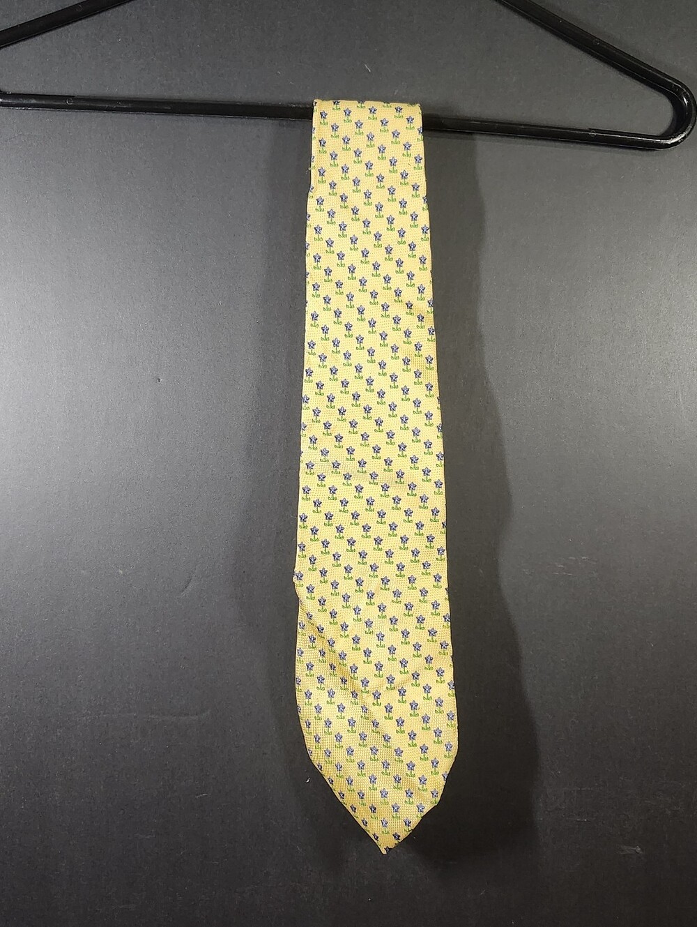 Tommy Hilfiger Yellow Tie with Navy & Light Blue Micro Motif